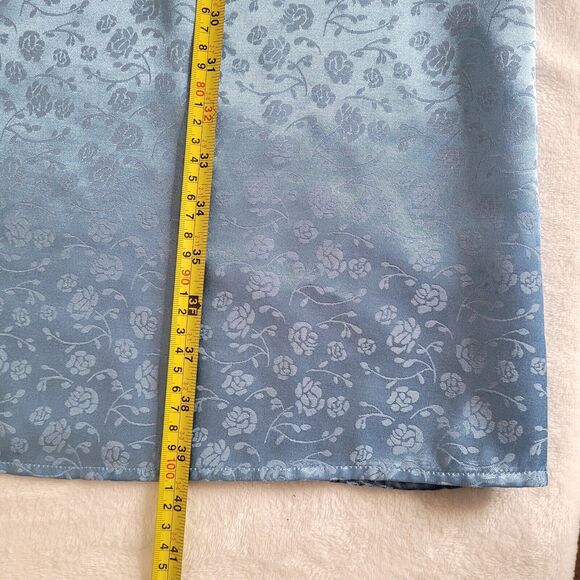 Vintage National Blue Floral Satin Burnout Peignoir Robe & Nightgown Set Medium‎ - Picture 7 of 7